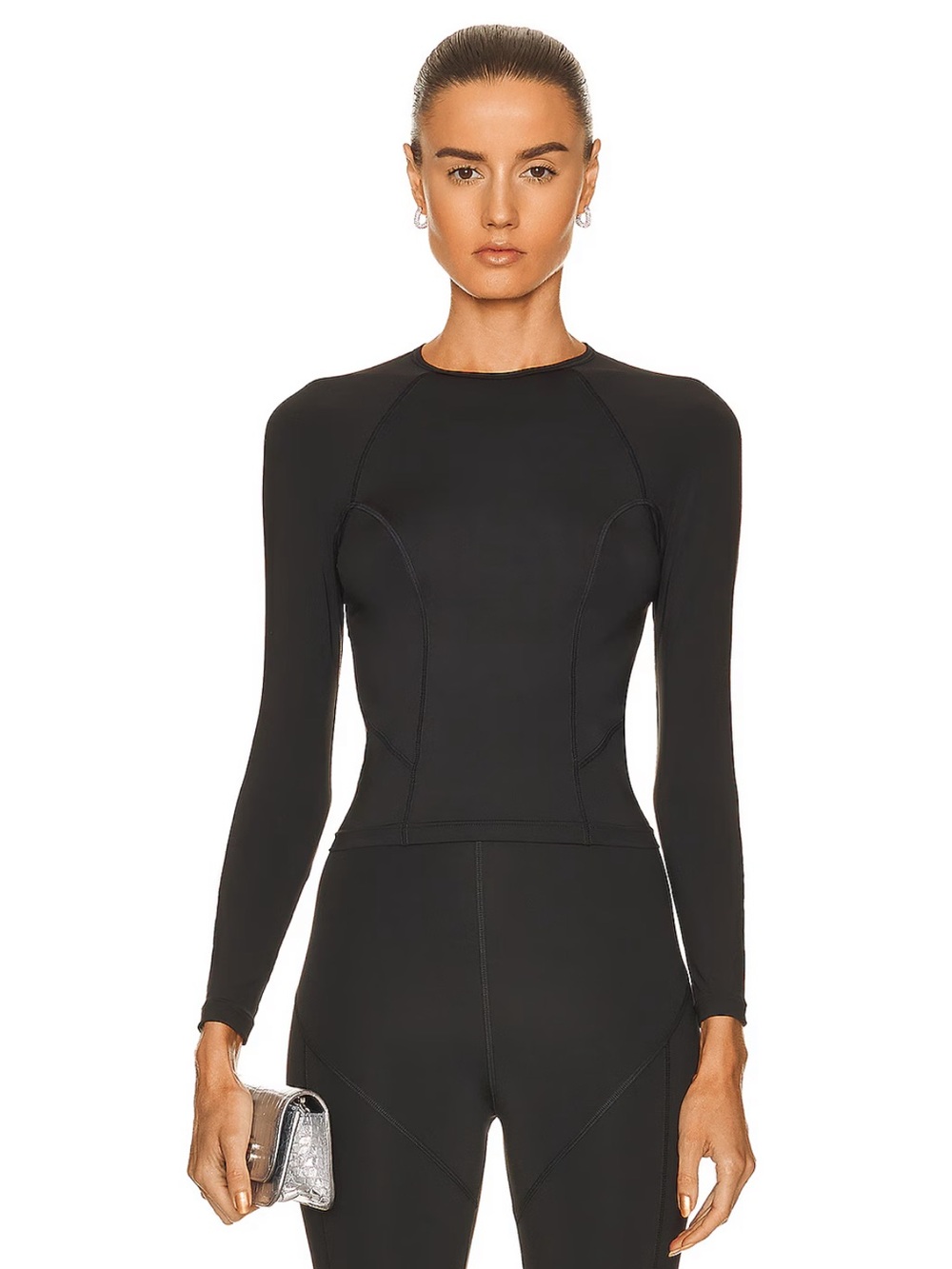 NWT BALENCIAGA active wear Long Sleeve Fitted Top Black S